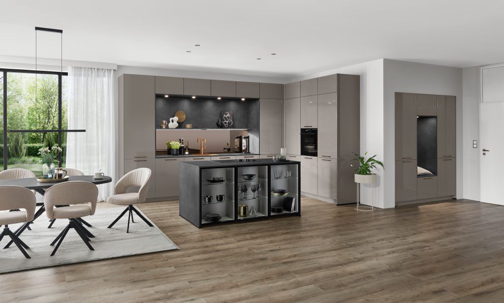 model NOVALUX - Hnedo-sivá vysoký lesk lakovaná